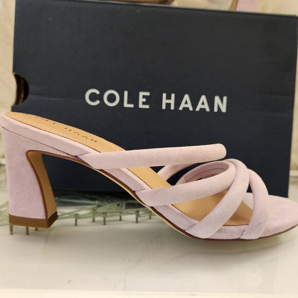 Cole Haan Adella Sandal Orchid Petal Suede Heeled Sandals.Size 6.5. NIB - Picture 1 of 10